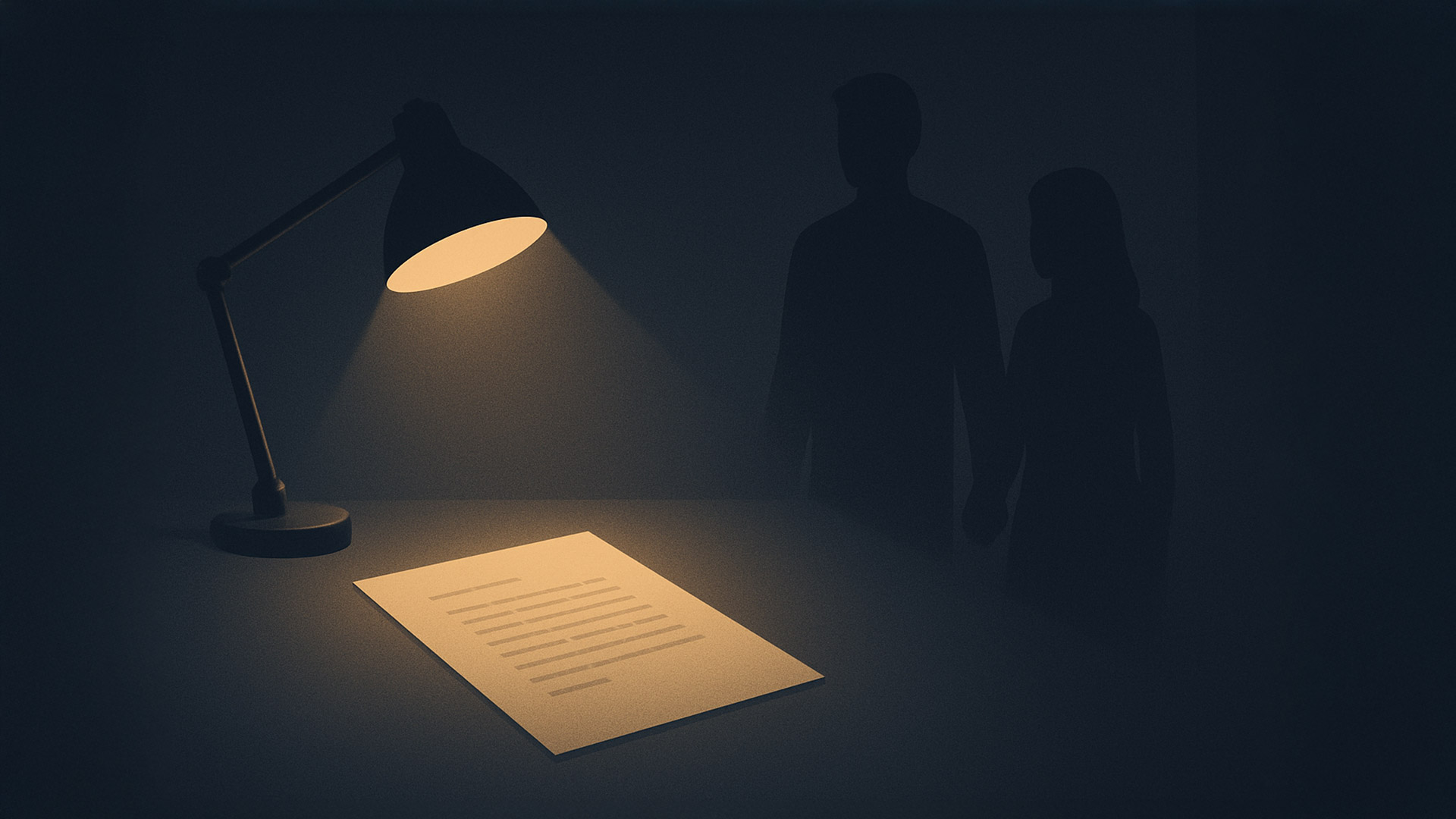 Letter on table with a couple in the background